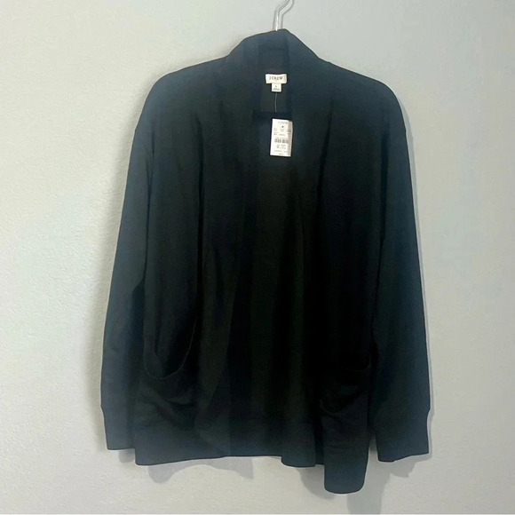 NEW J Crew Black Knit Wrap Cardigan Sweater- Large - Picture 1 of 8